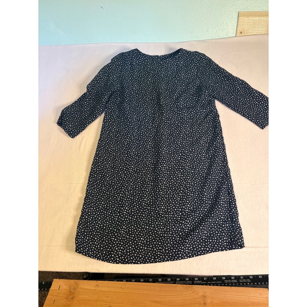Banana Republic Navy White Abstract Print Shift Dress 3/4 Sleeve Size 0 1322